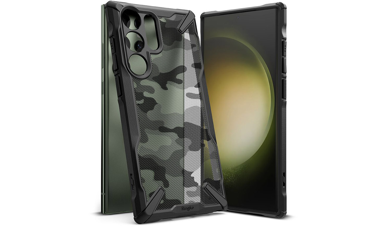 Etui Ringke Fusion X do Samsung Galaxy S23 Ultra Camo Black - Widok ogólny