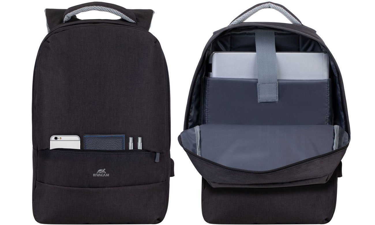 RIVACASE Prater 7562 15,6 czarny wnętrze plecaka