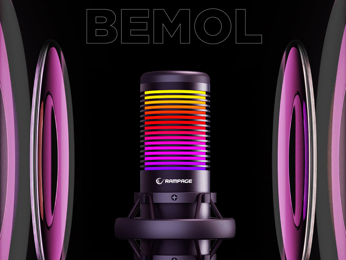 Mikrofon gamingowy Rampage Bemol RGB Czarny - Grafika lifestyle