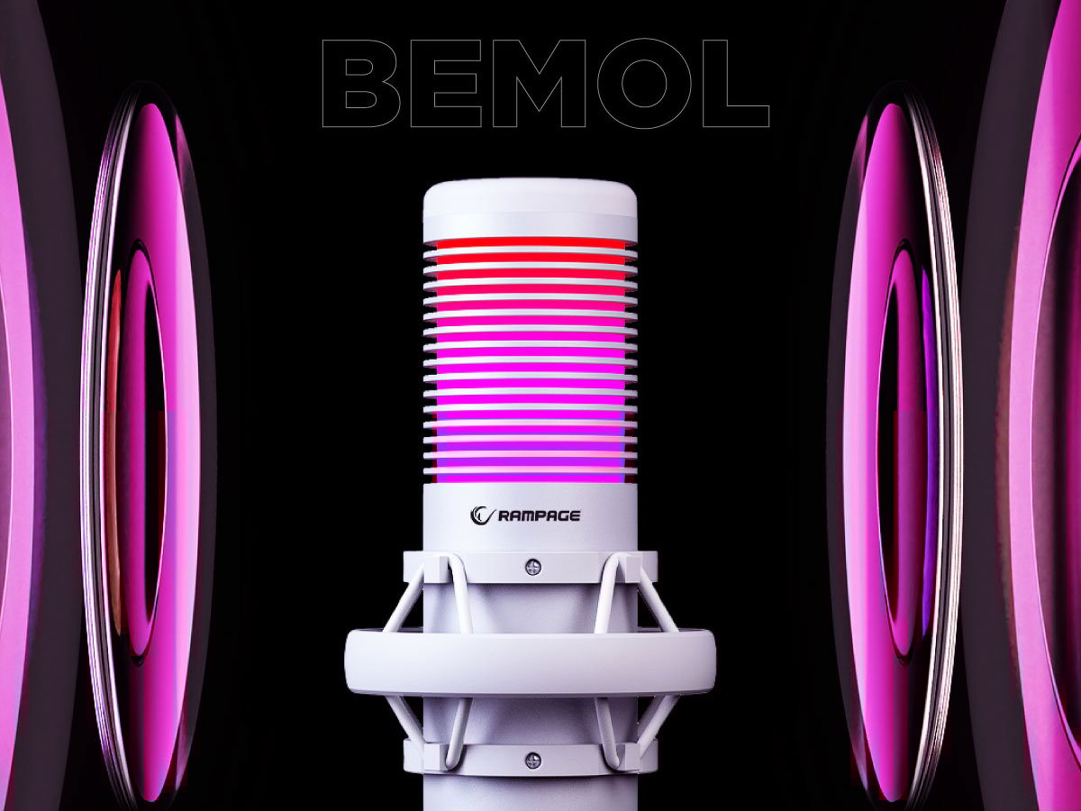 Mikrofon gamingowy Rampage Bemol RGB Biały - Grafika lifestyle