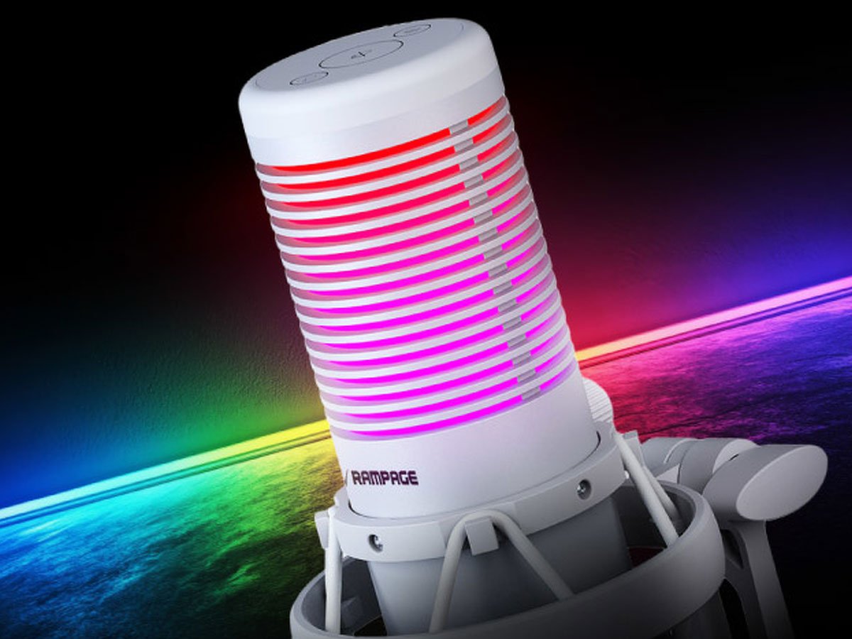Mikrofon gamingowy Rampage Bemol RGB Biały - Grafika lifestyle
