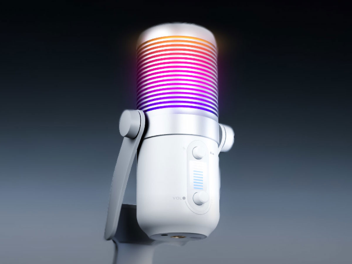 Mikrofon gamingowy Rampage Diyez RGB Biały - Grafika