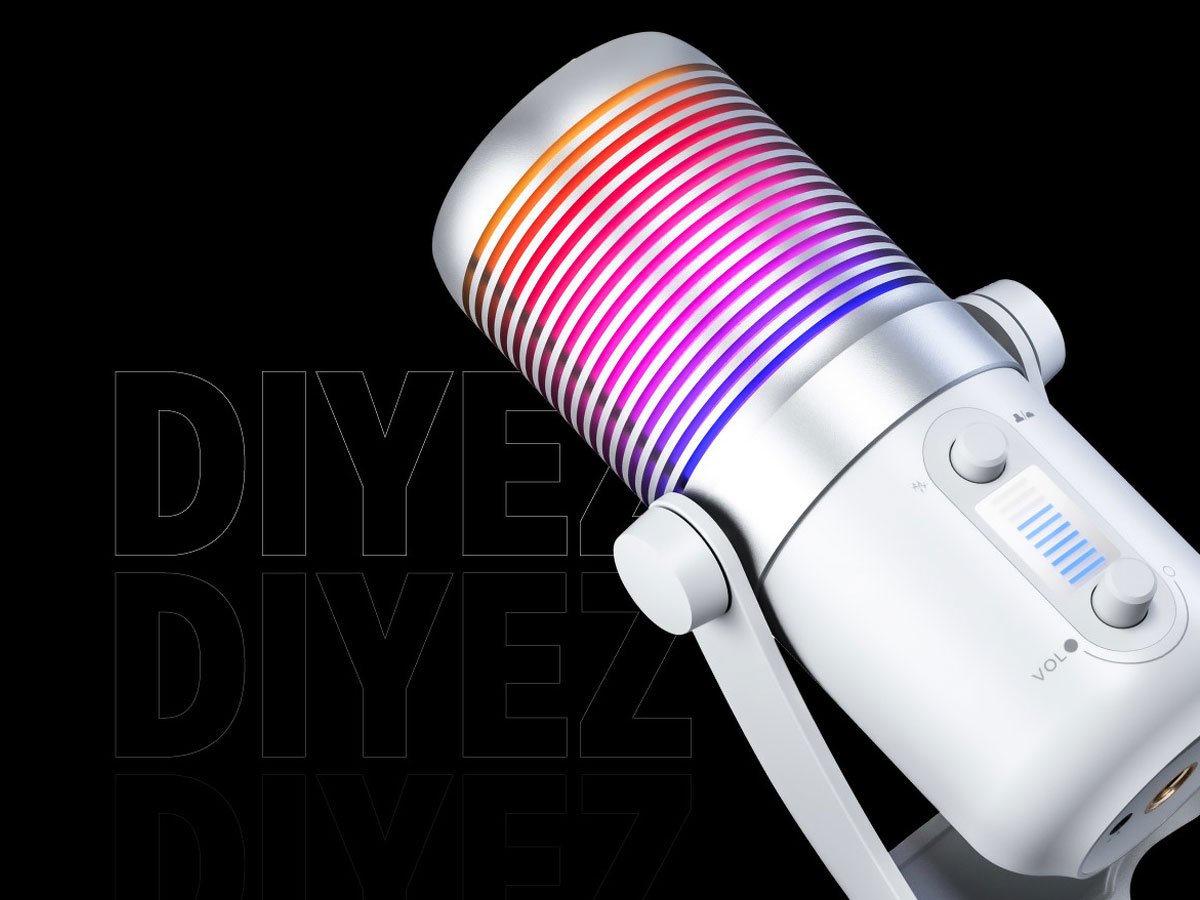 Mikrofon gamingowy Rampage Diyez RGB Biały - Grafika