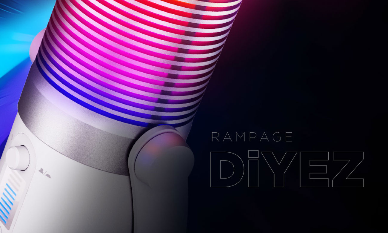 Mikrofon gamingowy Rampage Diyez RGB Biały - Grafika