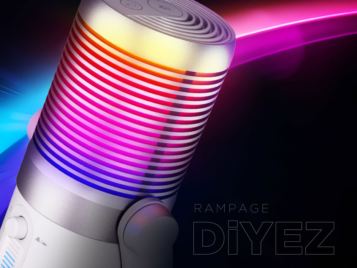 Mikrofon gamingowy Rampage Diyez RGB Biały - Grafika