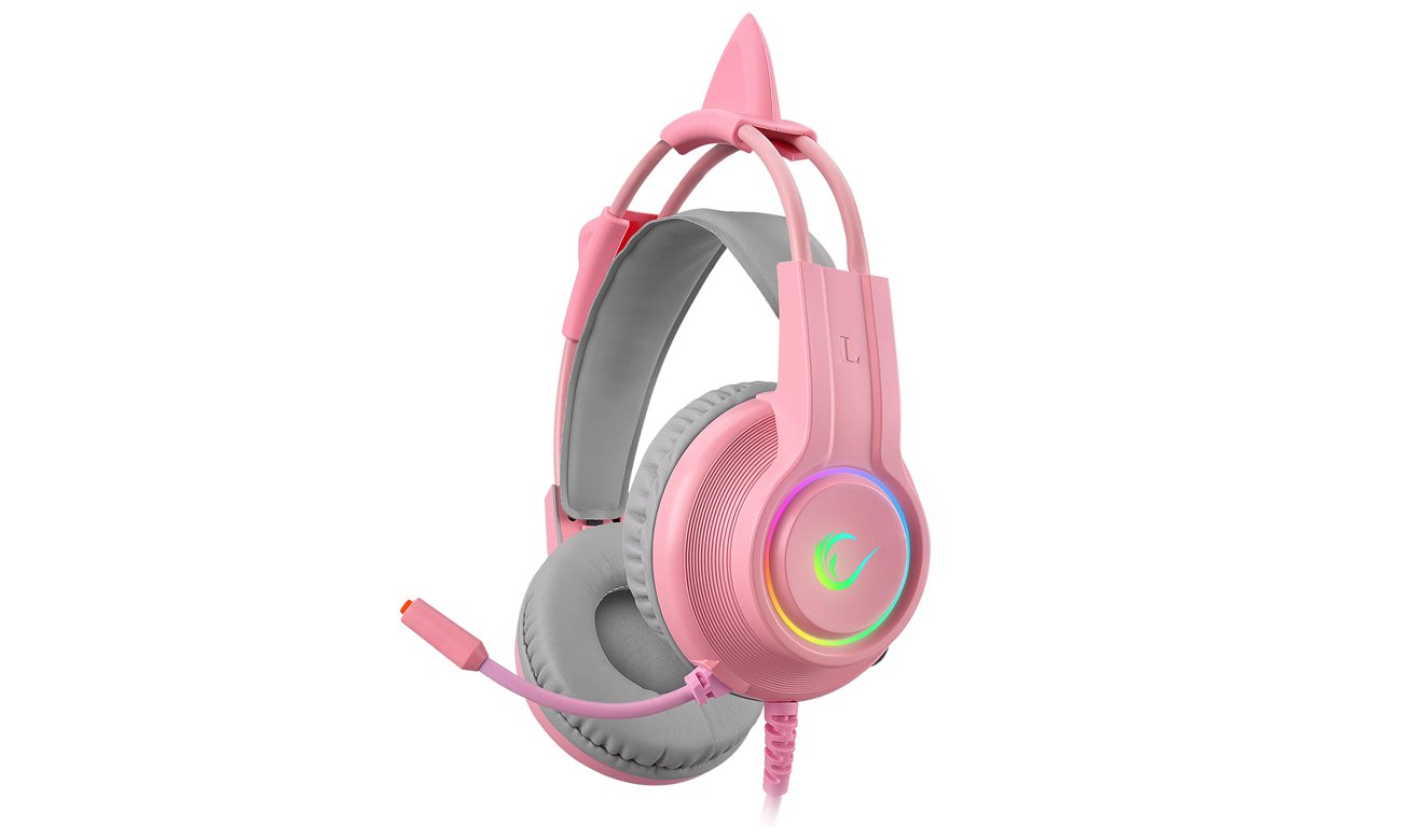 Zestaw słuchawkowy Rampage X-Catty Pink 7.1 RGB - Widok od przodu pod kątem