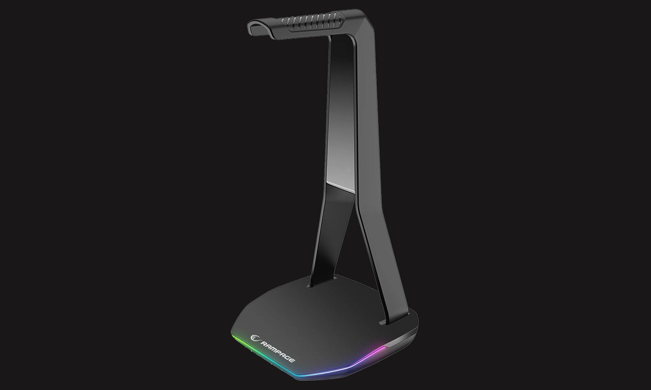 Kopfhörerständer Rampage Tower T14 (RGB, 2x USB-A, USB-C) - Allgemeine Ansicht, Grafik mit Hintergrund