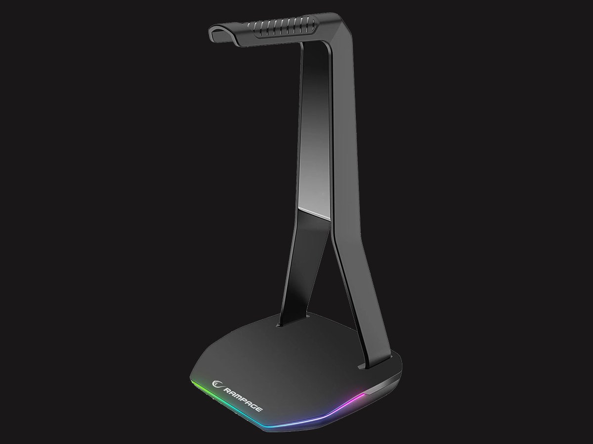 Kopfhörerständer Rampage Tower T14 (RGB, 2x USB-A, USB-C) - Allgemeine Ansicht, Grafik mit Hintergrund