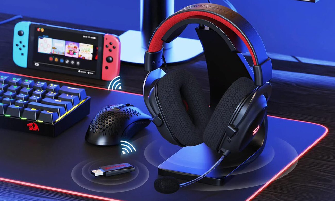 Bezprzewodowy zestaw słuchawkowy Redragon Zeus RGB Pro - Grafika lifestyle