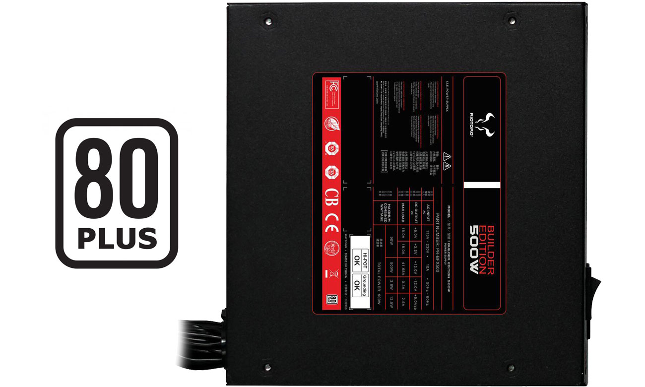 Riotoro Builder Edition 500W Certyfikat 80 Plus