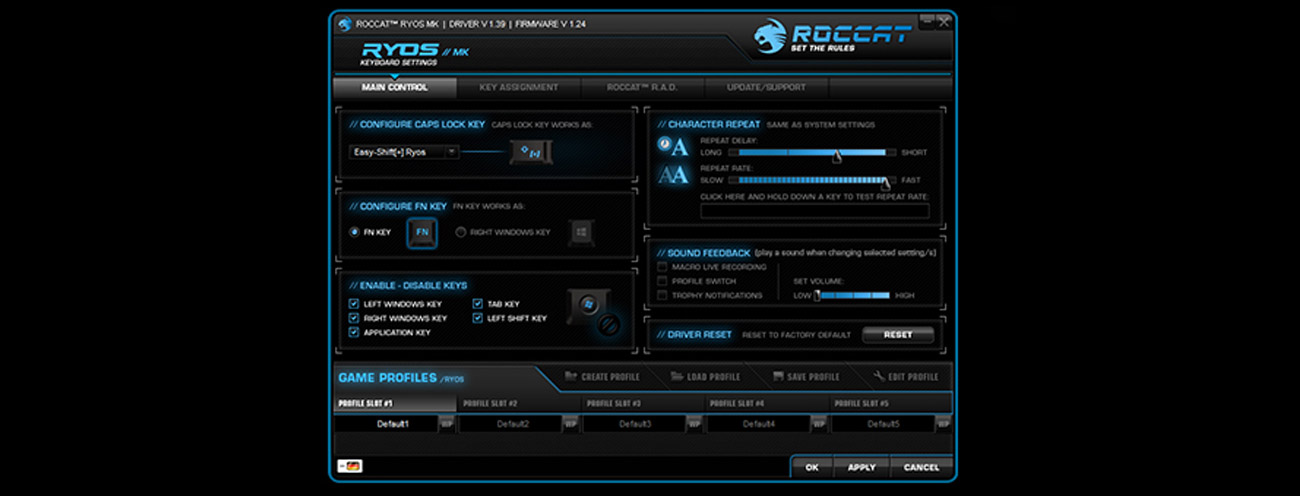 Klawiatura mechaniczna dla graczy ROCCAT® Ryos aplikacja