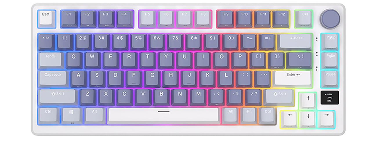Klawiatura Royal Kludge RKM75 RGB (Silver switch) - Niebieska