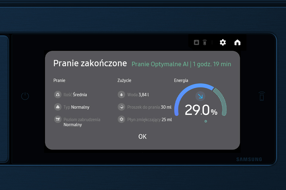 raport po zakończonym praniu