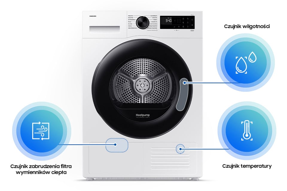 suszarka dv90dg52a0aeeo z technologią Optimal Dry delikatnie suszy ubrania