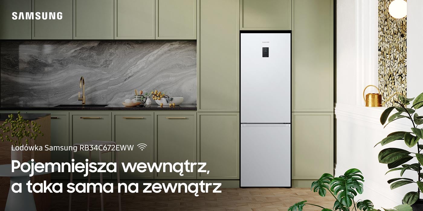 Biała lodówka z dolnym zamrażalnikiem Samsung RB34C672EWW