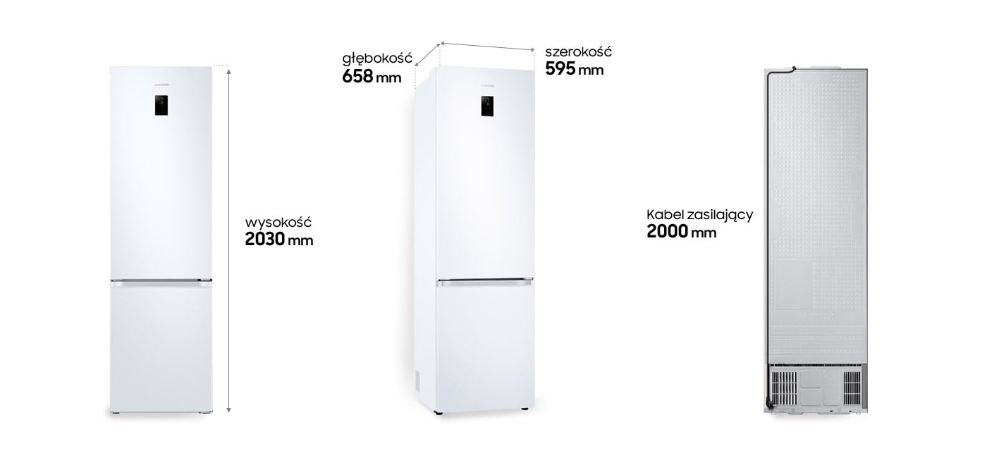 wymiary modelu Samsung RB38C672CWW