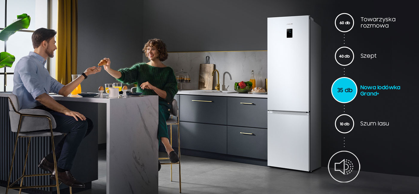 Lodówka Samsung RB38C672CWW generuje tylko 35 dB