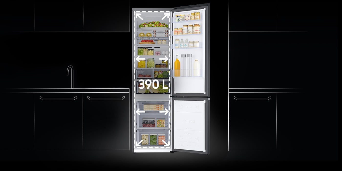 Lodówka Samsung Grand+ ma 390 litrów pojemności dzięki technologii SpaceMax