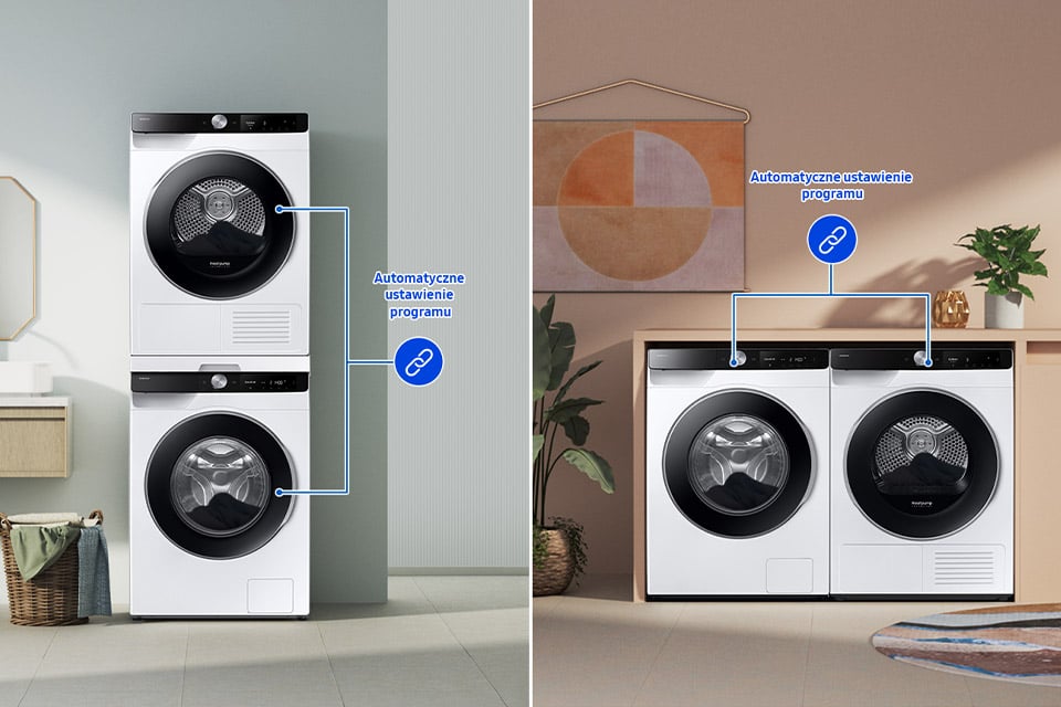 połącz pralkę Samsung ww90dg6u25lku4 z kompatybilną suszarką Samsung