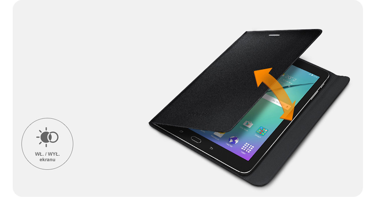 Samsung Book Cover Galaxy Tab S2 automatyczna obsługa ekranu włączanie wyłączanie