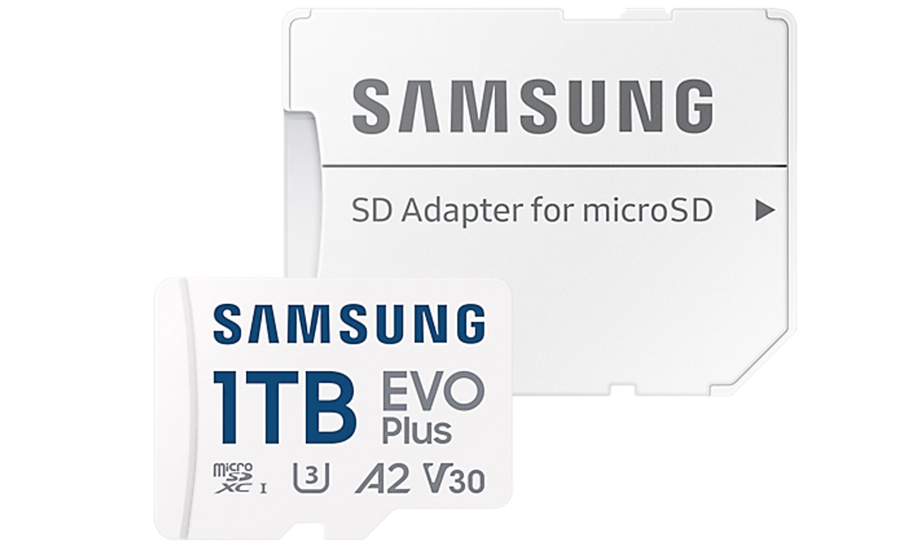 Speicherkarte Samsung microSD Card EVO Plus 1 TB (2024) - Allgemeine Ansicht mit Adapter