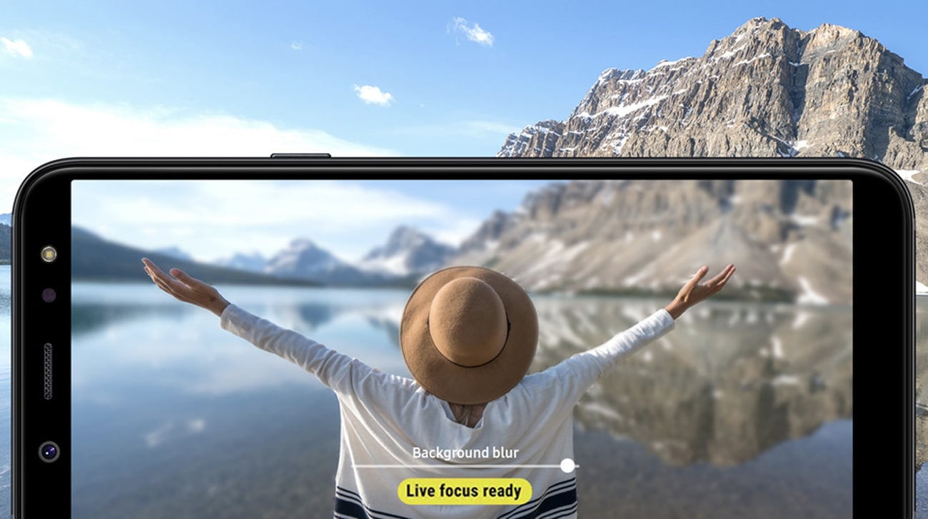 Samsung Galaxy A6+ A605F aparat selfie 24 mpix bokeh live focus AR