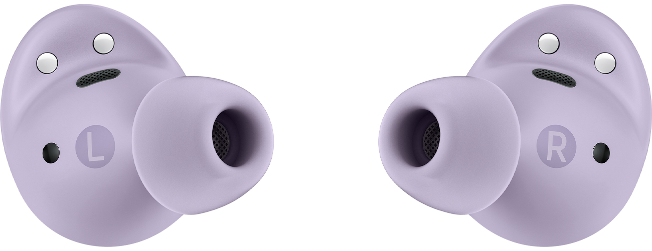 Słuchawki bezprzewodowe Samsung Galaxy Buds2 Pro Fioletowe - Widok lewej i prawej słuchawki