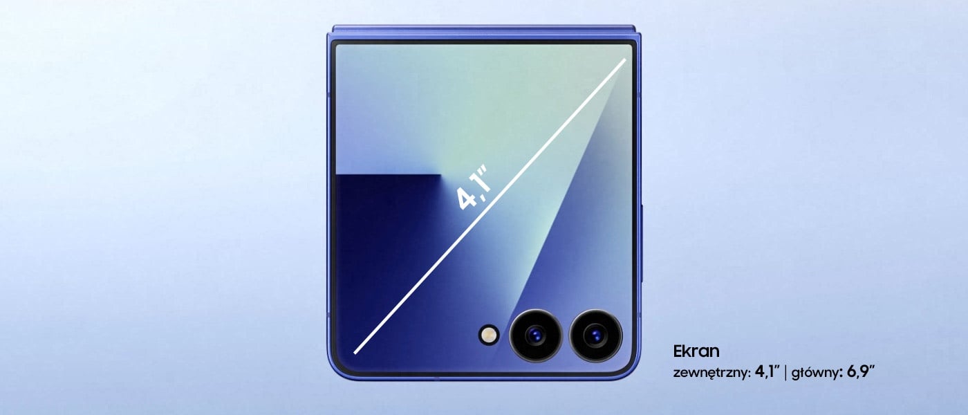 Wiązka światła tworzy zarys rozłożonego Galaxy Z Flip7. Urządzenie składa się, ukazując ekran zewnętrzny. W miarę obracania się urządzenia, jego całkowity rozmiar ekranu zwiększa się. Wiązka światła tworzy zarys rozłożonego Galaxy Z Flip7. Urządzenie składa się, ukazując ekran zewnętrzny. W miarę obracania się urządzenia, jego całkowity rozmiar ekranu zwiększa się.