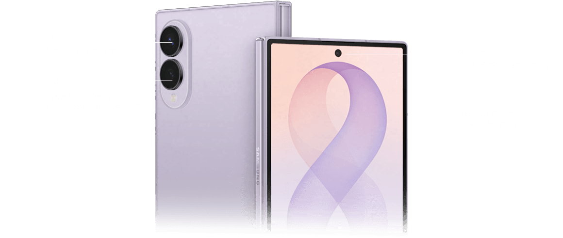 Galaxy Z Fold8 z aparatami 50 MP i 10 MP z przodu oraz z tyłu.