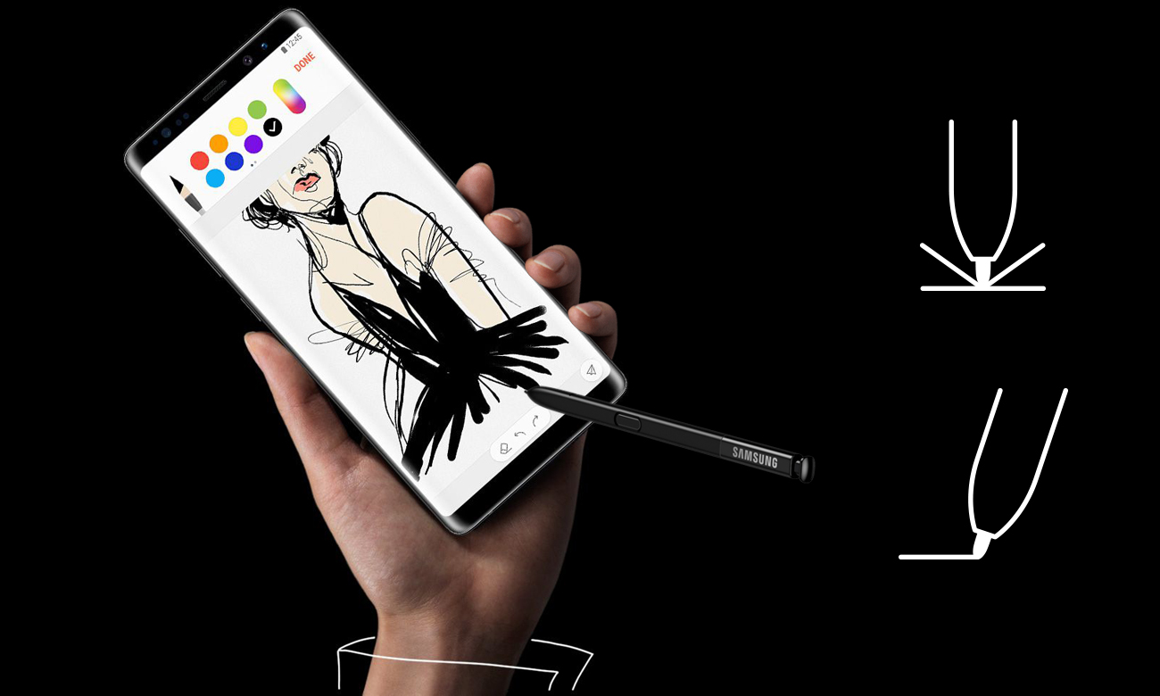 Czarny Samsung Galaxy Note 8 Midnight Black rysik s Pen