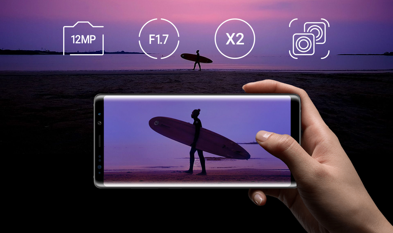 Samsung Galaxy Note 8 Mapple Gold aparat 2 x 12 mpix f/1.7 zoom 2x