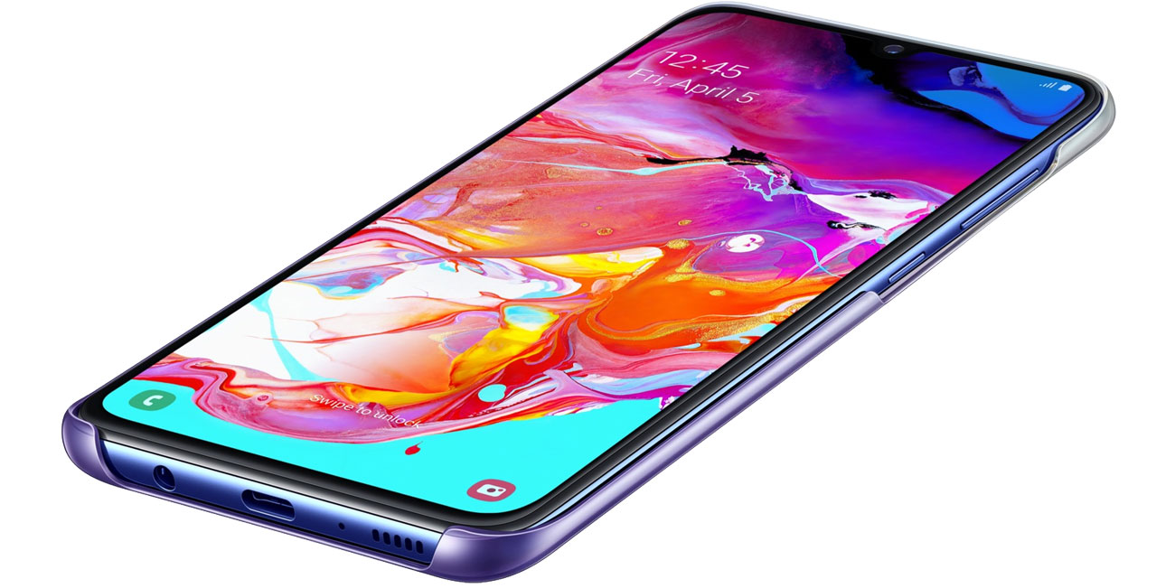 Etui Samsung Gradation cover do Galaxy A70 Fioletowe Dopasowanie