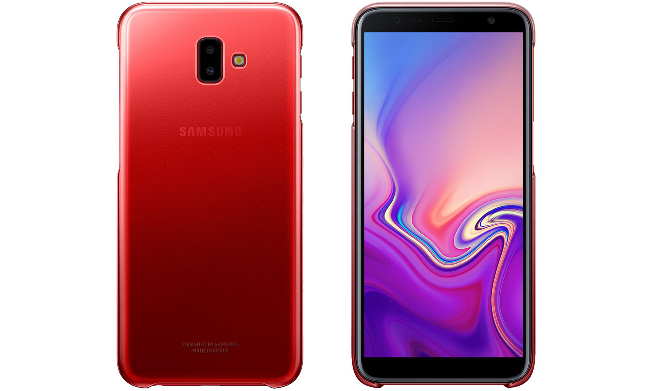 Etui Samsung Gradation cover do Galaxy J6+ Czerwone Przód i tył