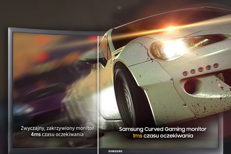 Samsung Zakrzywiony i super szybki. Czas reakcji monitora to jedynie 1 ms! Samsung Zakrzywiony i super szybki. Czas reakcji monitora to jedynie 1 ms!
