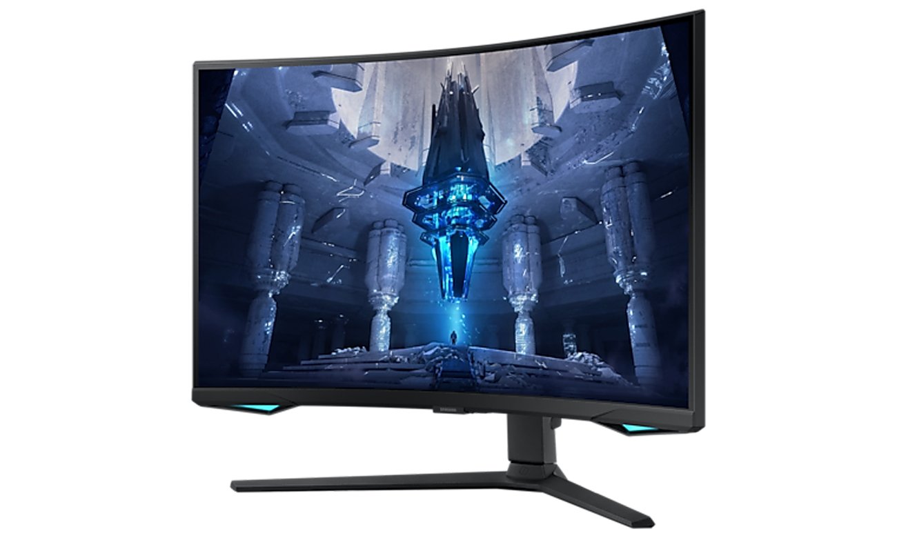 Samsung Odyssey LS32BG750NPXEN widok z przodu pod kątem