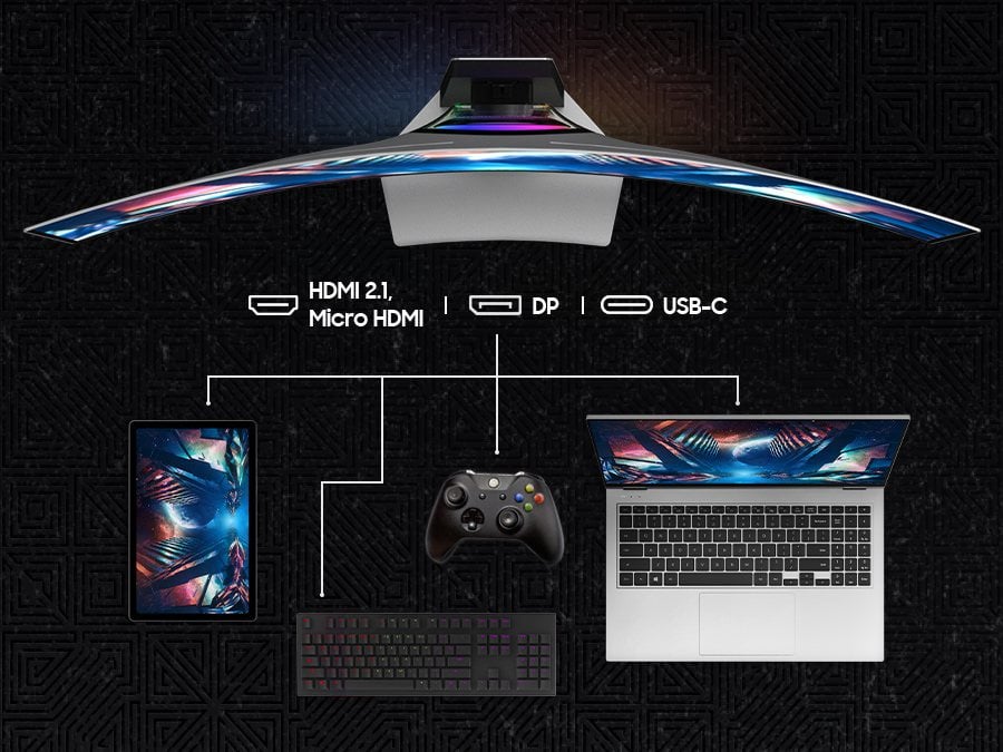 Monitor gamingowy Odyssey OLED G9 LS49DG950SUXDU z możliwością połączenia z tabletem, klawiaturą, laptopem i padem do konsoli