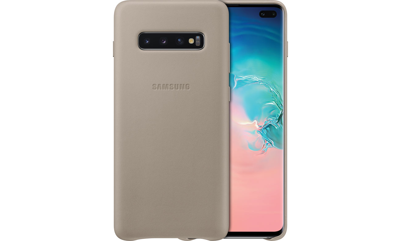 Etui Samsung Leather Cover do Galaxy S10+ szare
