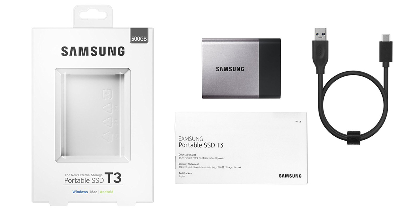 Samsung 500GB T3 Portable SSD czarny USB 3.1 Type-C