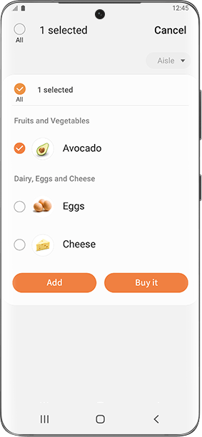 Lista produktów w aplikacji SmartThings Cooking