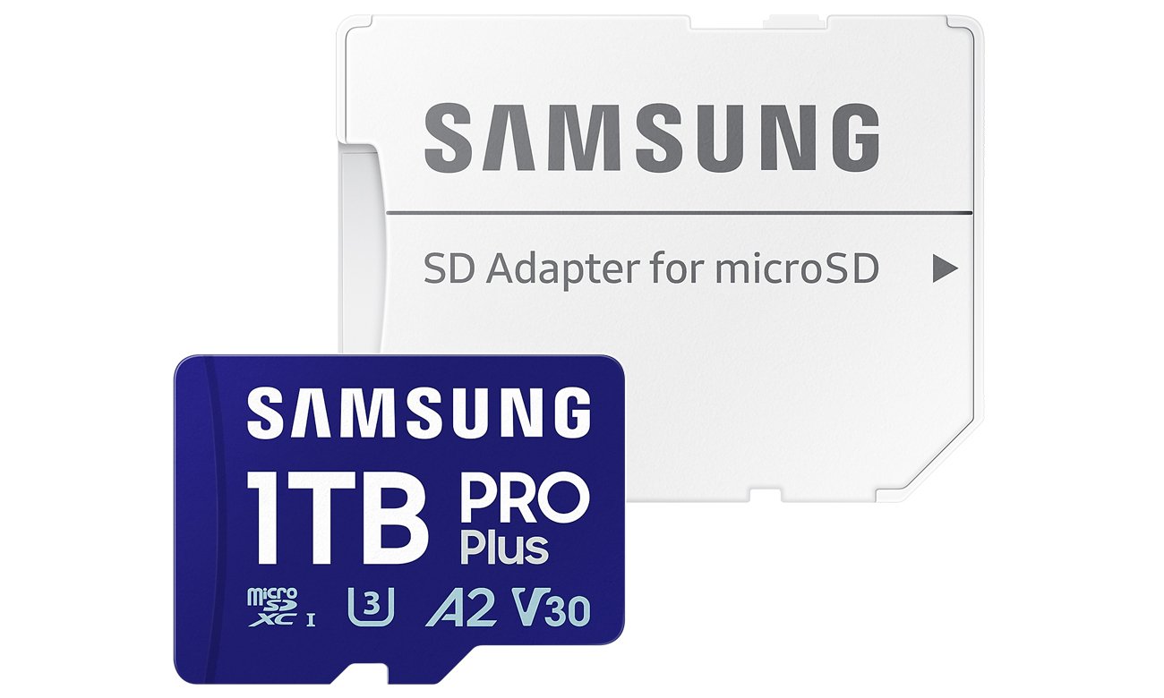 Speicherkarte Samsung microSD PRO Plus 1 TB (2024) - Allgemeine Ansicht mit Adapter