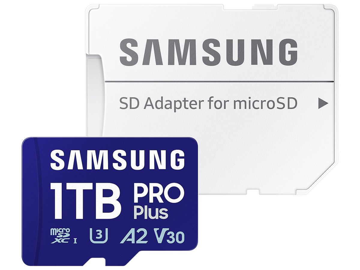 Speicherkarte Samsung microSD PRO Plus 1 TB (2024) - Allgemeine Ansicht mit Adapter