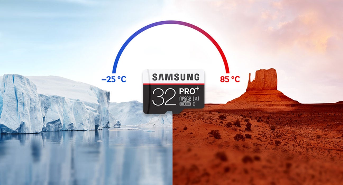 Samsung 32GB microSDHC Pro+ odporność na temperaturę