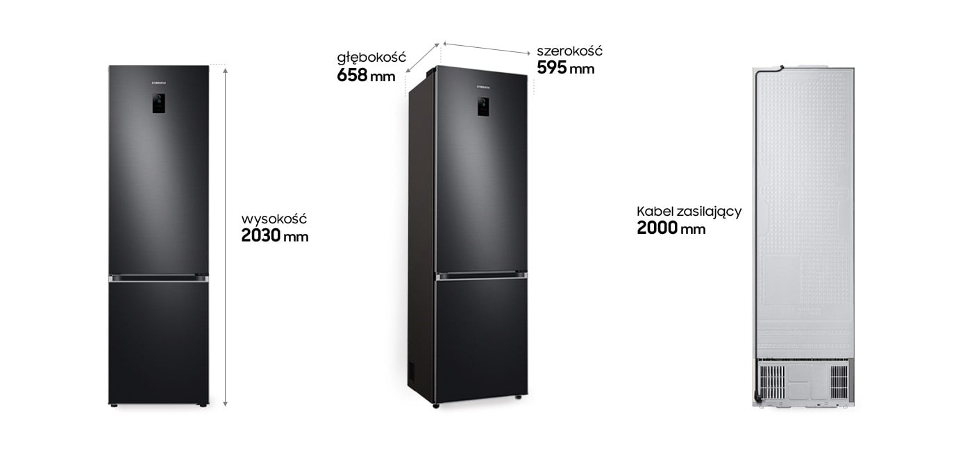 Wymiary lodówki Samsung z oferty sklepu Neonet podane w milimetrach