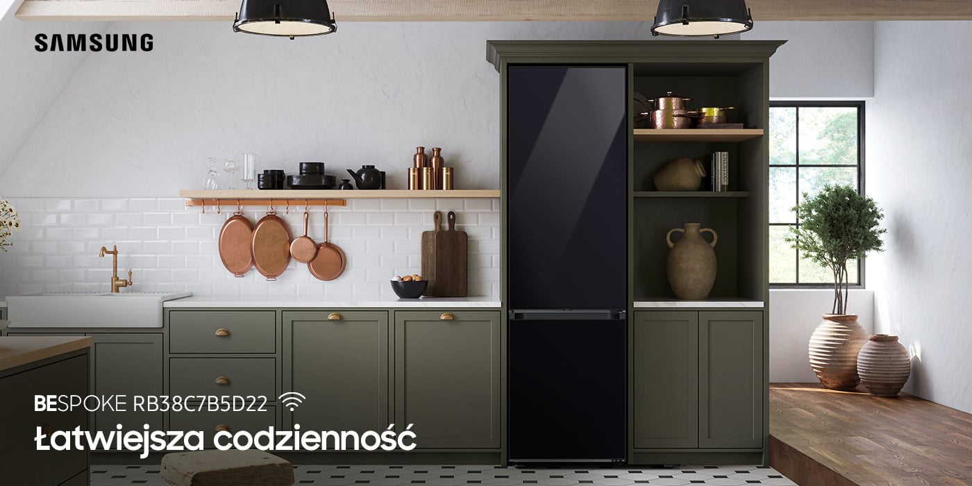 Lodówka Samsung RB38C7B5D22 z oferty sieci Neonet z drzwiami w kolorze głębokiej czerni