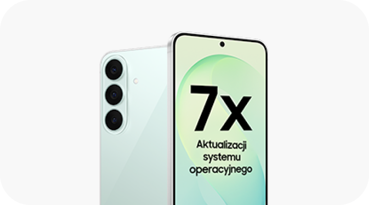 Galaxy S26 FE z informacją o siedmiu aktualizacjach systemu operacyjnego i zabezpieczeń.