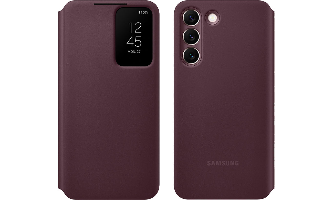 Etui Smart Clear View Cover do Galaxy S22 burgundowe