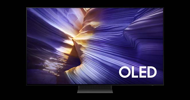 Telewizor OLED S90F 4K Vision AI Smart TV (2025) - widok z przodu. Telewizor dostępny w sklepach X-Kom.