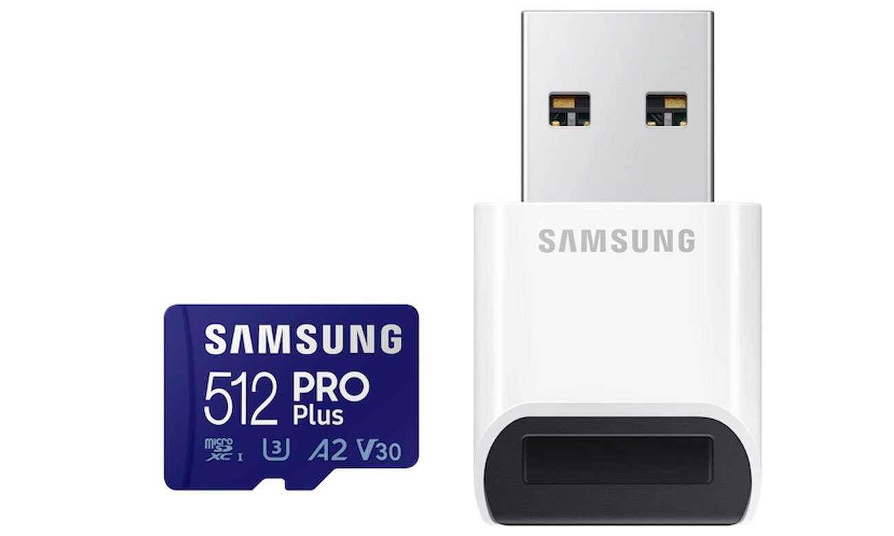 Karta pamięci microSDXC Samsung 512GB PRO Plus oraz czytnik