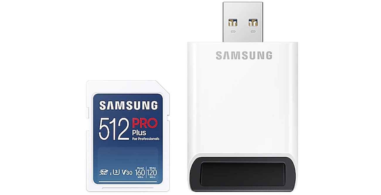 Karta pamięci Samsung SDXC PRO Plus 512GB oraz czytnik