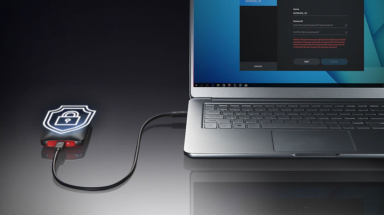 Samsung Portable SSD X5 Bezpieczeństwo